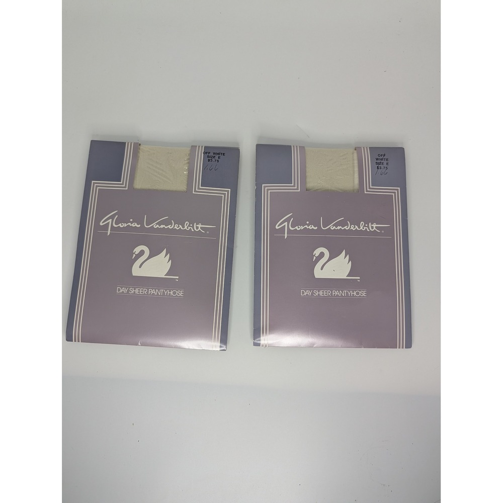 Gloria Vanderbilt Lot of 2 Day Sheer Pantyhose Off White Size E Made in the USA